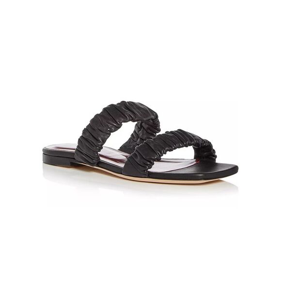 Staud Shoes - Staud Womens Maya Ruched Leather Slide Sandals 37 Black - NIB $265